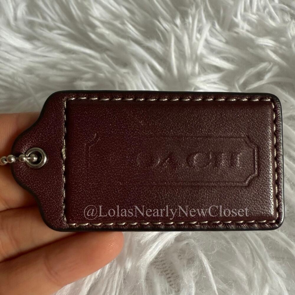 2.5" COACH Dark Maroon Fob Bag Charm Hang tag Hangtag
